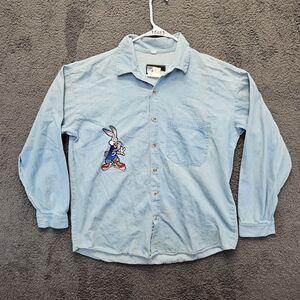 Vintage Top Line Looney Tunes‎ Bugs Bunny Shirt Adult Large Button Up